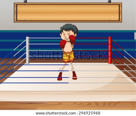 Man practices boxing in the boxing ring