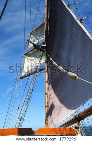 Full Sails on Vintage Packet Ship Grays Harbor Washington