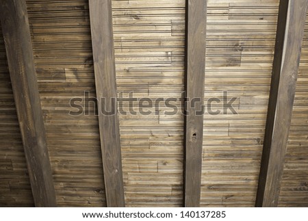 Wooden roof inside housing, construction and architecture