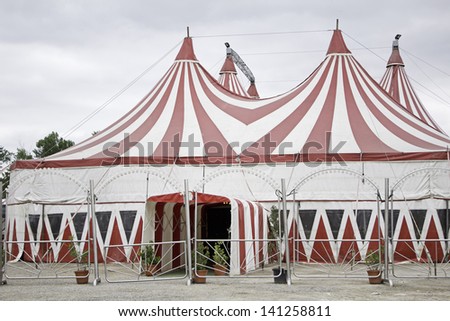 Construction circus at festivals in Spain, with tent and show