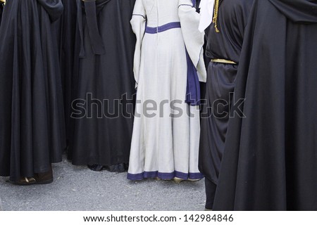 Nuns with black and white uniform religious event, inquisition and recreation