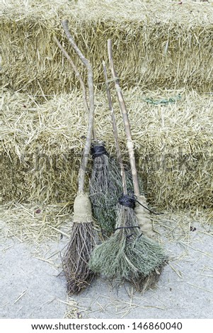Witches brooms farm barn, nature and celebration