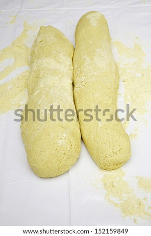 White bread with flour in food, food and trade market