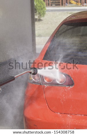Car wash pressure water hose, vehicle