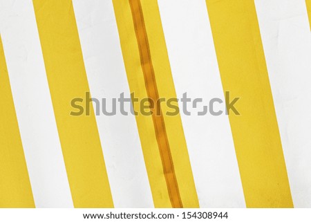 Awning fabric in yellow and white bar, construction and decoration
