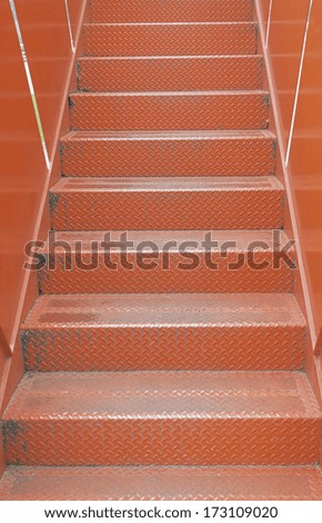 Red stairs, embossed.