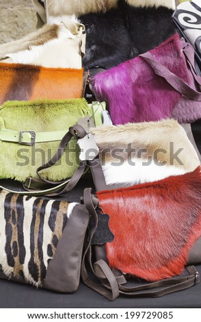 Leather bags and store hair accessories, accessory