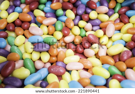 Sugary gummy candies in shop, food