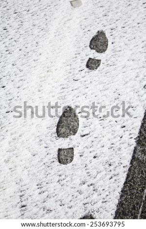 Footprints in snow nature park station