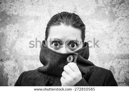 Weird girl covered with scary look