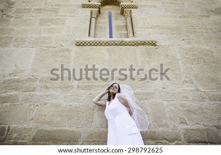 Love bride dressed in church, celebration and events