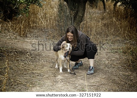 Hound dog person playing, love and adoption