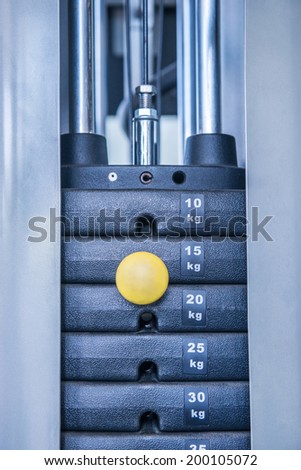 gym weight machine. Amount of weight on lifting machine