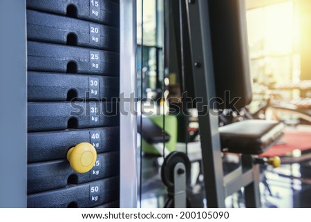 gym weight machine. Amount of weight on lifting machine