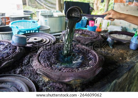 Handmade natural indigo dye in Thailand