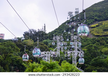 OCEAN PARK, HONGKONG - JUNE 11: Cable car of Ocean Park, Cable car carries tourists up to the entertainment park. Many Tourist especially from China visit Ocean Park Hong Kong on JUNE, 11 2015