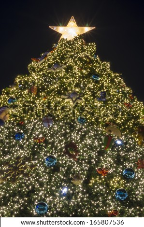 christmas festival with decorate Christmas tree lighting