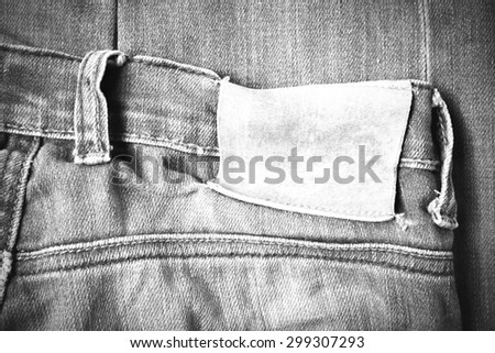 label on jean pants black and white tone color style