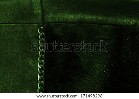 green leather, chain and hair background