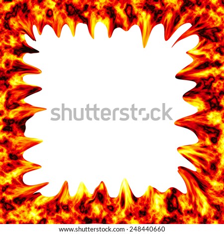 Fire burn on white background with copy space