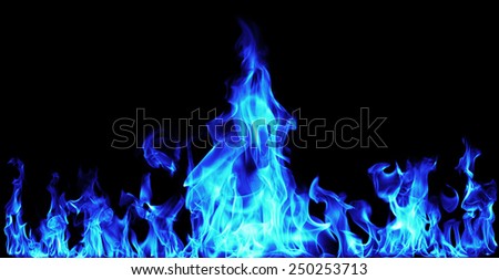 Blue Fire flames on white background
