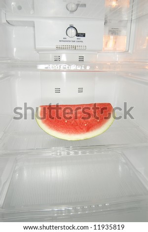 Melon inside a new fridge