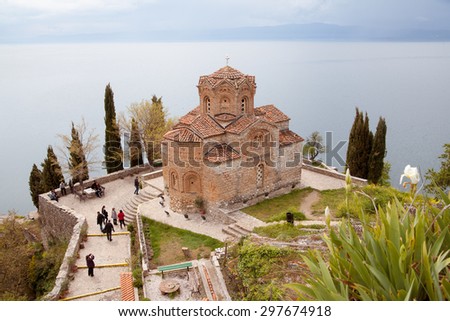 church, ohrid lake and tourists