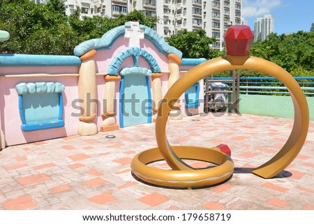 Hong Kong, China - August 10, 2013 : Snoopy\'s World is a small theme park located at the New Town Plaza Shopping Mall in Sha Tin, Hong Kong. It is the first outdoor playground in Asia, opened in 2000.