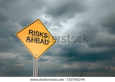 Yellow Road Warning Sign , Risks Ahead