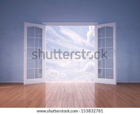 Doors opening to blue skies