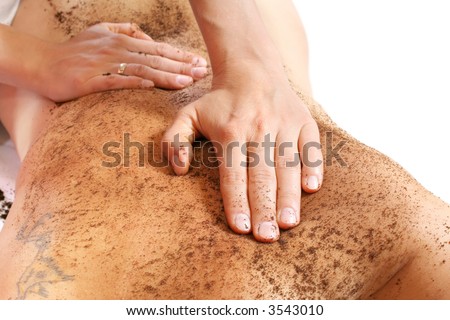 Cleaning skin massage with coffee grain ground