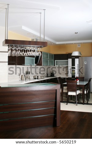 Modern kitchen interior shot with studio light