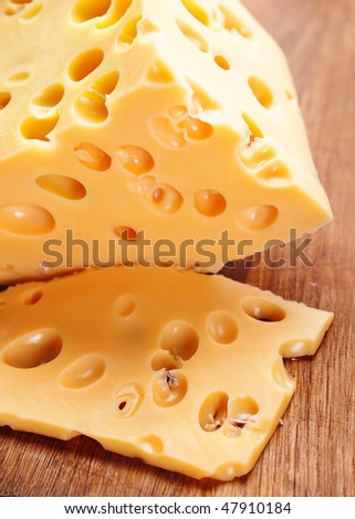 Cheese dairy product closeup with slice