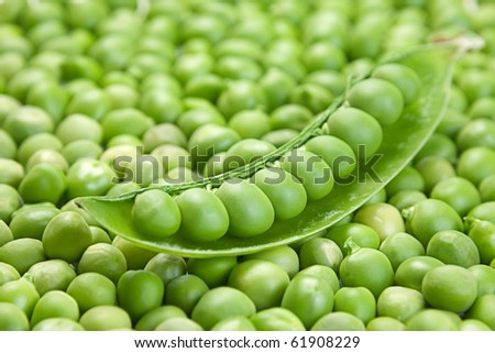 Fresh green peas seed vegetable closeup view