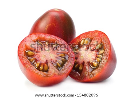 Brown cherry tomatoes isolated on white
