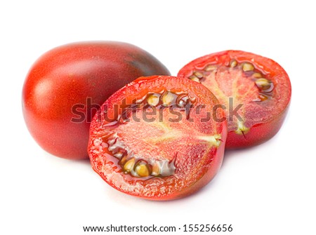 Brown cherry tomatoes isolated on white