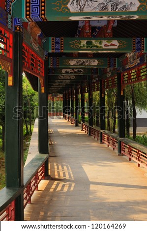 In Chinese gardens, the promenade is a very important architectural forms./Chinese gardens