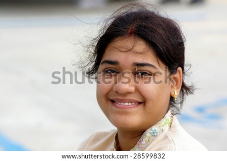 One indian woman with Happy face