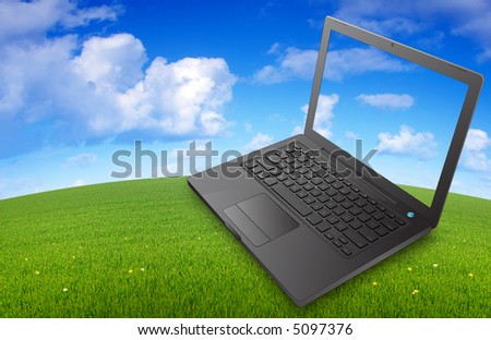 Green laptop