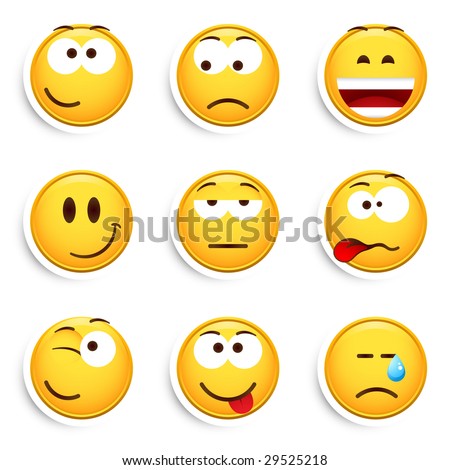 smiley emoticons. of nine smileys emoticons