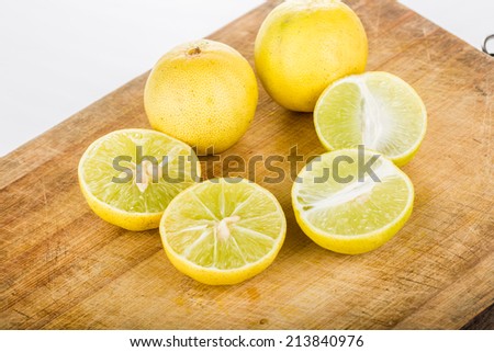 group of lemon isolated on wood