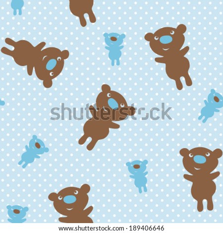 Bear background. Seamless vector pattern with baby bear. Cute baby animals pajama.