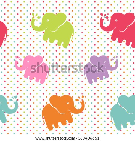 Elephant background. Seamless vector pattern with baby Elephant. Cute baby animals pajama.
