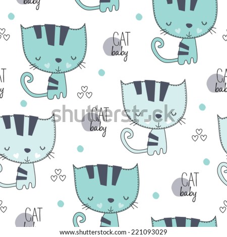 lovely cute cat pattern vector illustration lovely cute cat pattern vector illustration