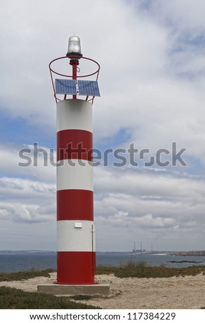 Automated solar powered lighthouse in the portuguese coast, south of Sines