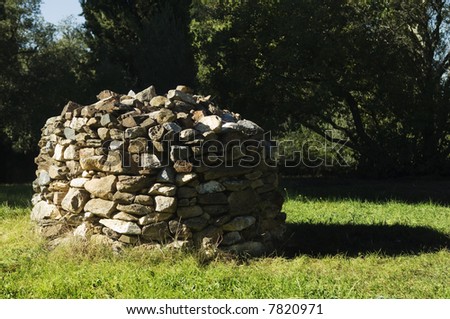 Lovely well built stone pile in the woods.