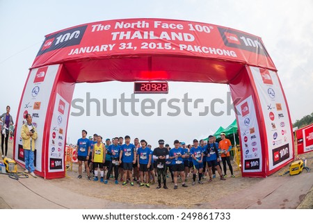 PAKCHONG, THAILAND - JANUARY 31 : 15km runner ready to start in The North Face 100 event on January 31, 2015 in Pakchong, Thailand.
