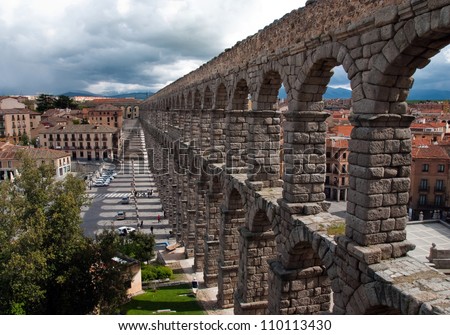 stock photo : The longest Roman aqueduct, preserved in Western Europe.