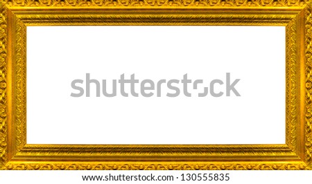 Very big Size Large Golden Picture frame with white background . Clipping path included.