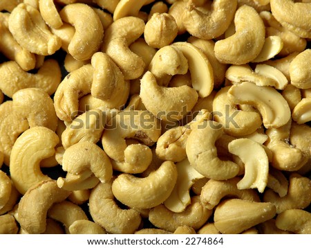 a full frame of cashews on a plate